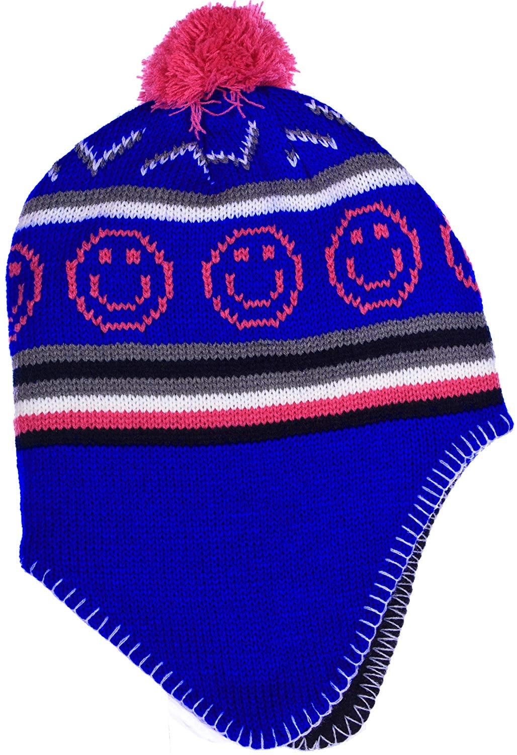 Ladies Mens Kids Cute Bobble Warm Winter Emoji faces Smilies Beanie Ski Hat Caps 