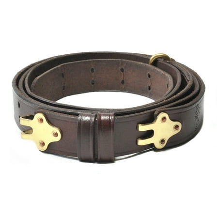 M1907 Military Leather Rifle Sling Brass Hardware Dated 1942 1.25" wide