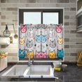 thumbnail image 4 of Yayeee Kitchen Curtains Tier Pair Light Filtering 27"x24" Rod Pocket Short Cafe Window Panel, Cute Cat Pattern, 4 of 7
