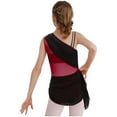 thumbnail image 2 of SiiRoh Kids Girls Sparkly Sleeveless Asymmetrical Gymnastics Leotard Ruched Ballet Lyrical Dance Dress Burgundy 10, 2 of 7