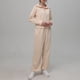 thumbnail image 2 of Conjunto de sudadera con media cremallera y pantalón de pierna ancha para mujer Cómodo traje de chándal de color sólido, 2 of 7