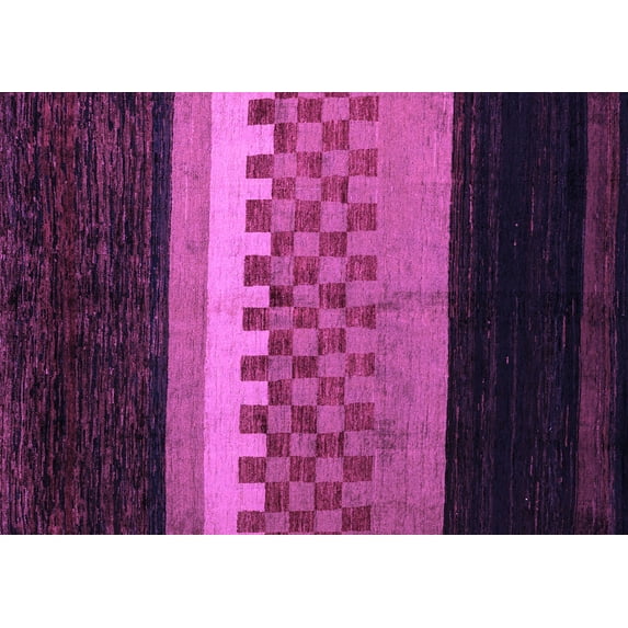 Ahgly Company Indoor Rectangle Abstract Purple Modern Area Rugs, 6' x 9'