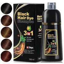 500ML Permanent Black Hair Color Dye Shampoo - Organic Natural Plant Essence for Women & Men, Covers Gray/White Hair, Instant 3-in-1 Hair Colouring Herbal Shampoo, 17 Fl Oz (BLACK)