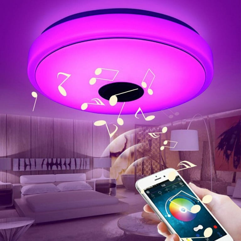 36W LED Music Ceiling Light with Speaker, RGB LED Flush Mount Ceiling  Lights, Smartphone APP Control Remote Color Changing Ceiling Lamp