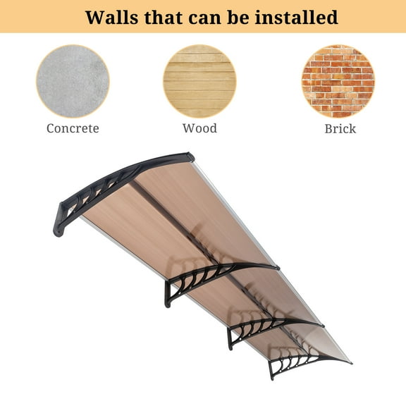SalonMore 39.37" x 118.11" Patio Awning Outdoor Front Door Window Patio Cover Brown Board & Black Holder