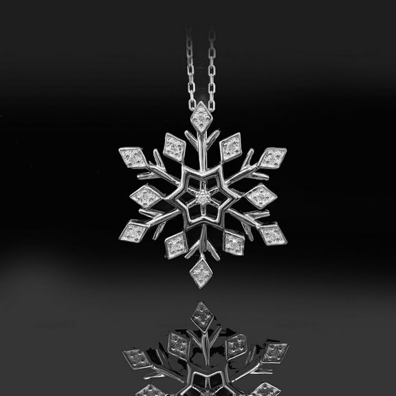 1.00 Ct Round Cut Lab-Created Diamond Snowflake Pendant 14k White Gold Plated Sterling Silver