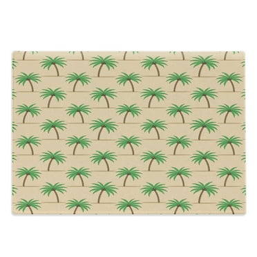 Oasis Cutting Board, Repetitive Palm Tree with Coconuts on Branches, Decorative Tempered Glass Cutting and Serving Board, in 3 Sizes, by Ambesonne