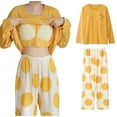 thumbnail image 2 of qILAKOG Womens Pajamas With Breast Pad Long Sleeve Sleepwear Tops and Capri Pants Pjs Print Pajama Sets Yellow XXXL, 2 of 4