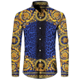 thumbnail image 1 of Camisas con estampado 3D de león dorado para hombre, Tops de manga larga con cuello vuelto y botones, ropa de calle de estilo barroco a la moda, 1 of 4