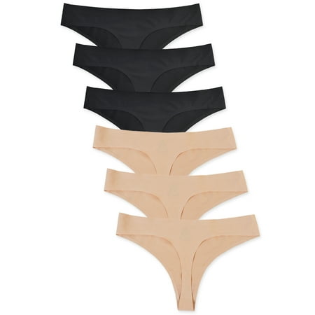 DINGLU Seamless Thongs for Women Stretch Underwear No Show Ladies Thong 6 Pack Size 8