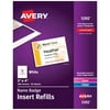 Avery Customizable Name Badge Inserts, 3" x 4", White, Print or Write, Laser/Inkjet, 300 Badge Inserts (5392)