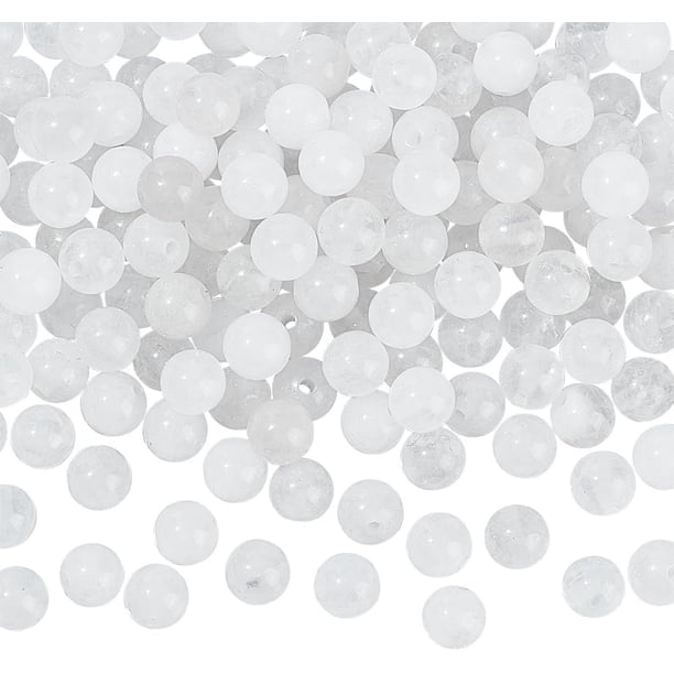 240 cuentas de jade natural de 6 mm, cuentas de jade blanco, cuentas redondas sueltas de piedras preciosas, cuentas espaciadoras de piedra natural para collares, pulseras y joyas. Agujero: 1 mm.