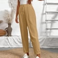 thumbnail image 3 of Ahabrexf Elastic Waist Pants for Women, Olive Green Tapered Joggers with Pockets and Adjustable Drawstring, Full Length Pants, 3 of 5