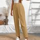 thumbnail image 4 of Pantalones elásticos de la cintura para las mujeres verde oliva cordón sólido bolsillo Jogger longitud completa, 4 of 5