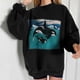thumbnail image 1 of Puntoco - Sudadera de forro polar de manga larga con cuello redondo y estampado de océano salvaje para mujer Puntoco Puntoco-5168, 1 of 9