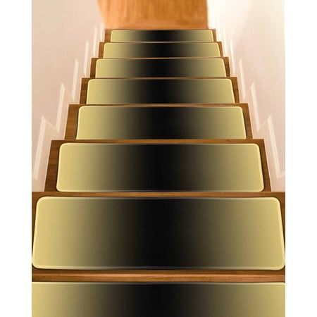 Yellow Black Ombre Stair Treads for Wooden Steps Indoor Runner Rug Carpet Modern Gradient Abstract Art 10 Pieces Peel and Stick Staircase Step Treads Covers Washable Throw Door Mats 30 x8