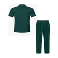 thumbnail image 4 of Men's Short Sleeve Outfits Waffle Knit Henley Shirt and Long Pants Set Casual 2 Pieces Summer Beach Tracksuits with Pockets Big and Tall Size S-3XL Green, 4 of 5