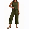thumbnail image 5 of Akmaiox Two Piece Sets for Women Sleeveless Tank Tops Elastic Waist Drawstring Wide Leg Pants with Pockets Trendy Stripes Casual Loose Summer Vacation Lounge Sets S-3XL, 5 of 10