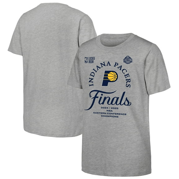 Youth Heather Gray Indiana Pacers 2025 Eastern Conference Champions Locker Room T-Shirt