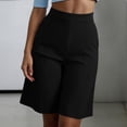 thumbnail image 6 of Loose Shorts Women Long Women's Dressy Bermuda Shorts, High Waist Knee Length Pants with Pockets, Summer Office Work Shorts Black L, 6 of 8