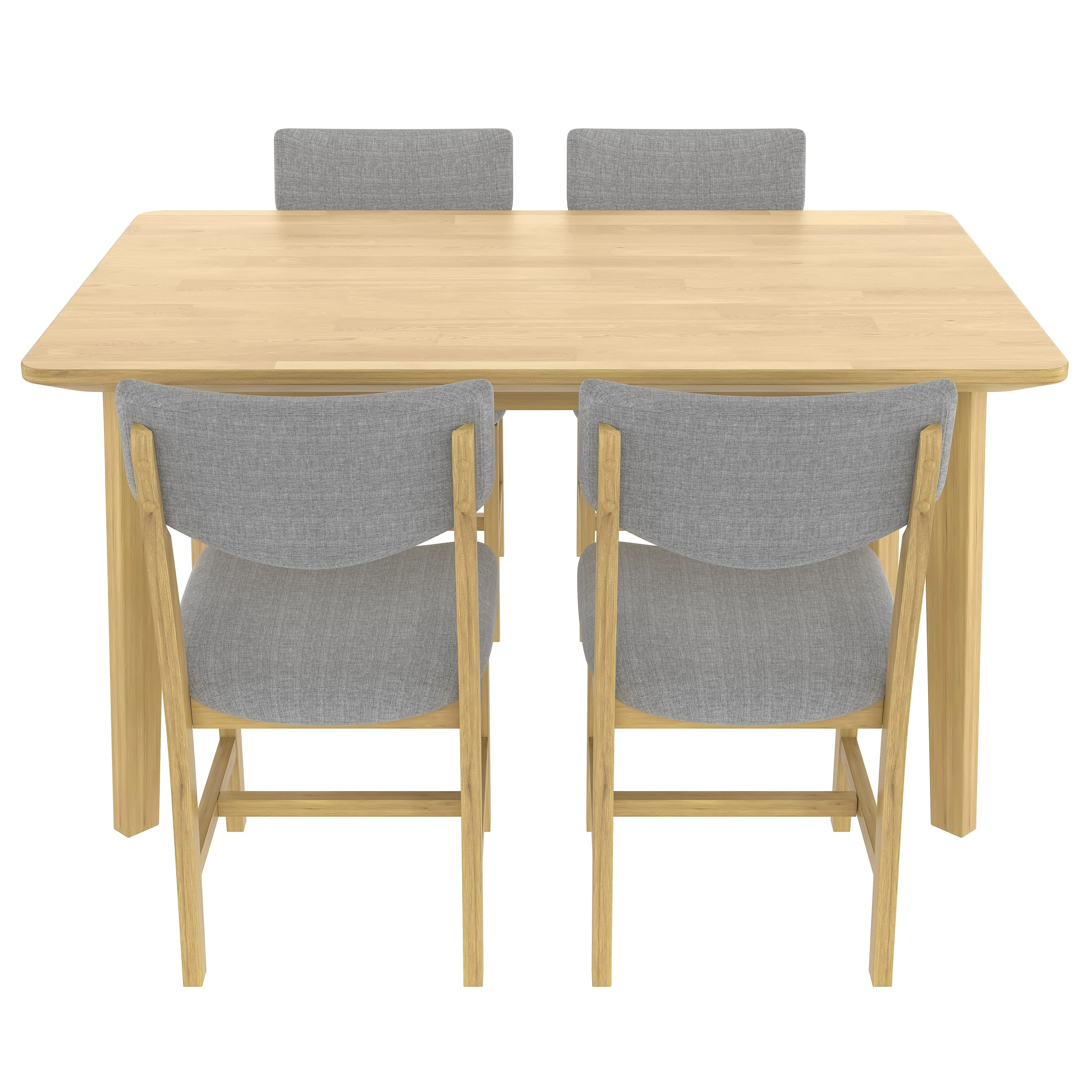 Euroco 5 Piece Dining Table Set for 4, Farmhouse Wood Kitchen Table Set with 4 Upholstered Chairs for Kitchen & Dining Room,Natural