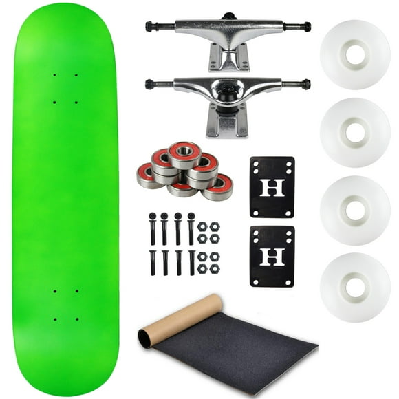 Moose Skateboard Complet Vert Néon 8.25 Pouces avec Camions Argentés et Roues Blanches