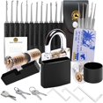thumbnail image 1 of Solid Brass Door Knocker 2025 Latest Upgraded Version Pick Stainless Kit with Same Keys of 40mm Picking Wide Body 2 inch Long Anti Rust Lock Set Key Keyed Alike Set Locker Solid Brass GH17, 1 of 6