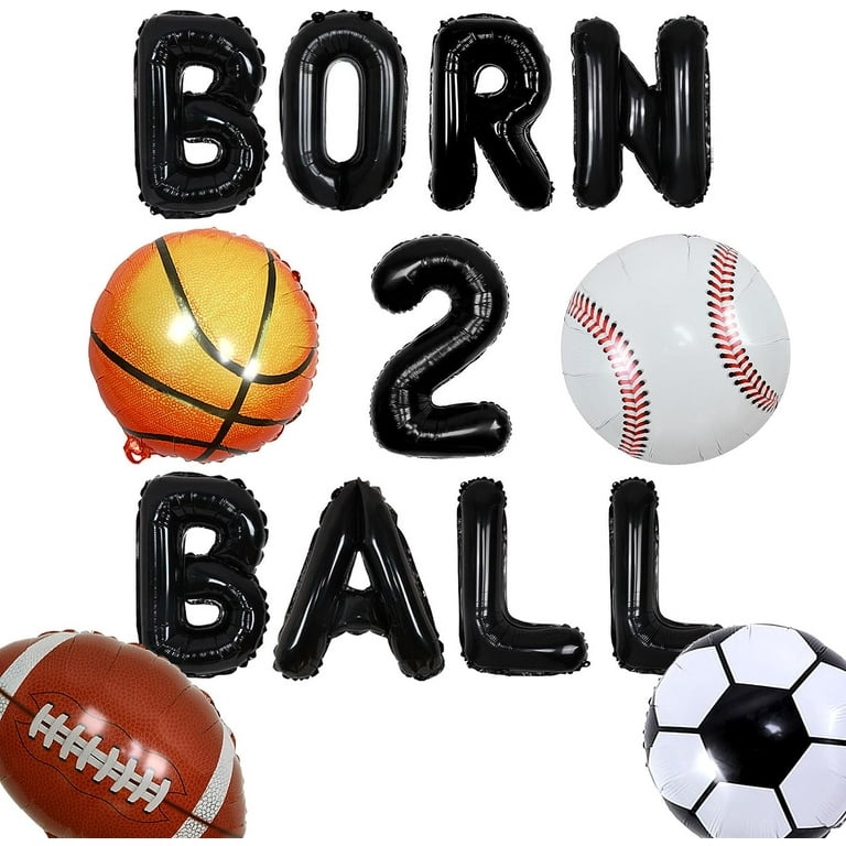 Sports 2nd Birthday Party Decors Sports Theme 2nd Birthday Party Supplies  with Born 2 Ball Sports Banner Baseball Rugby Ball Basketball and Soccer