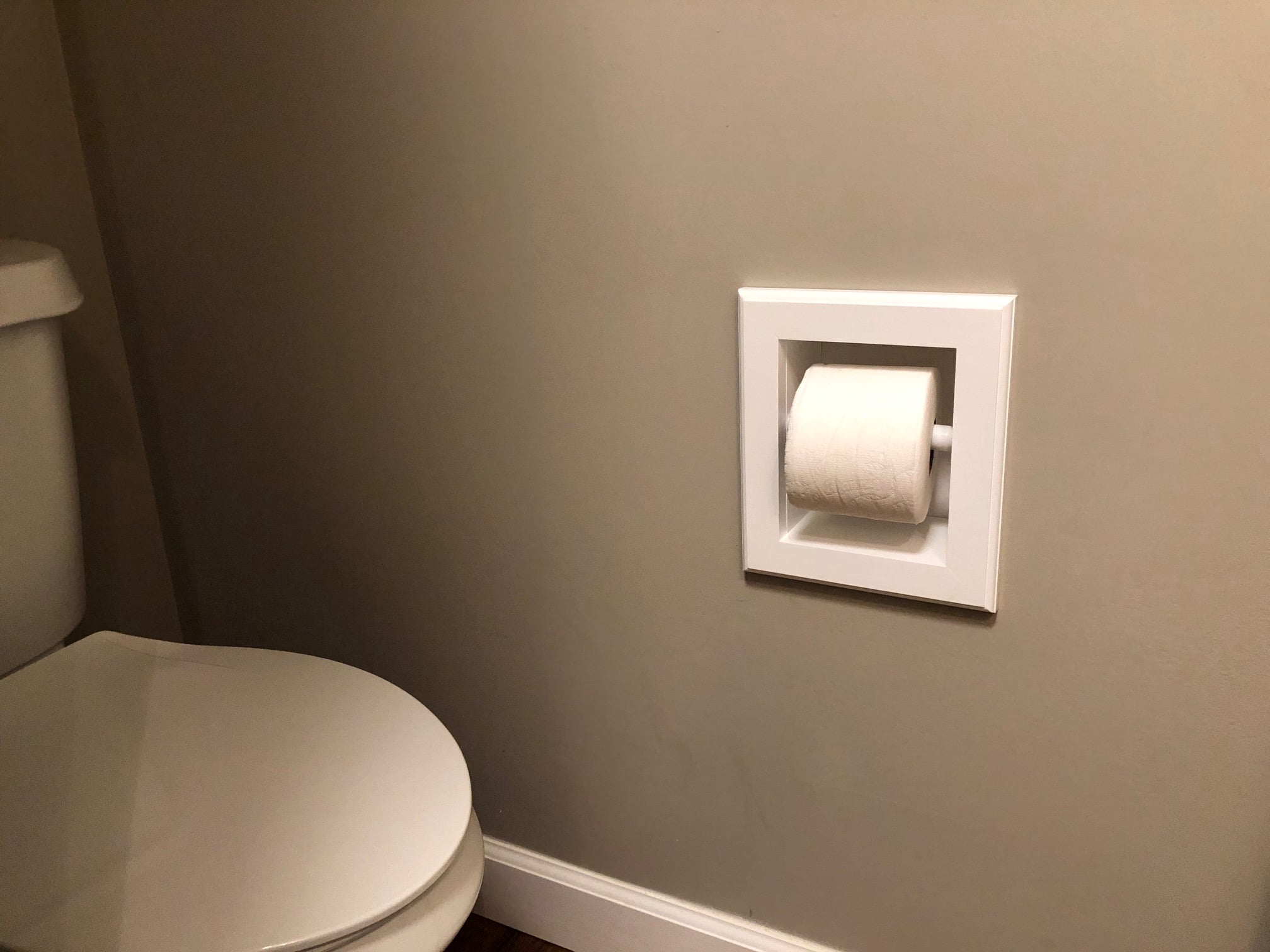 Typhon Recessed Solid Wood Toilet Paper Holder 7 x 8.5, White Enamel