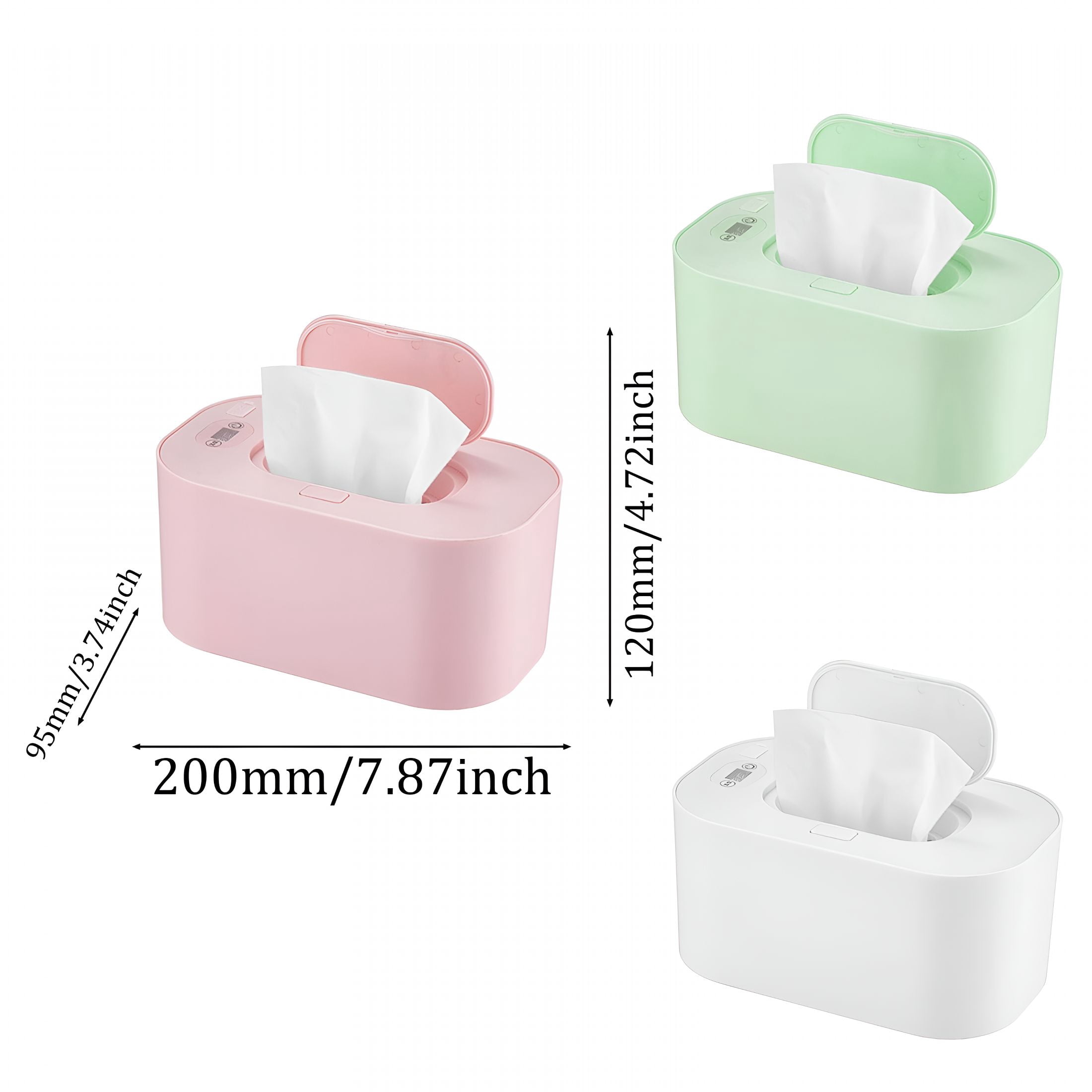 HIBIBUD Smart Car Tissue Warmer-Wipe Warmer for Vehicle And Home Use,Constant Temperature Moisturizing Box with Temperature Display,No Need Water And Sponge,Portable Insulated Wipes Holder