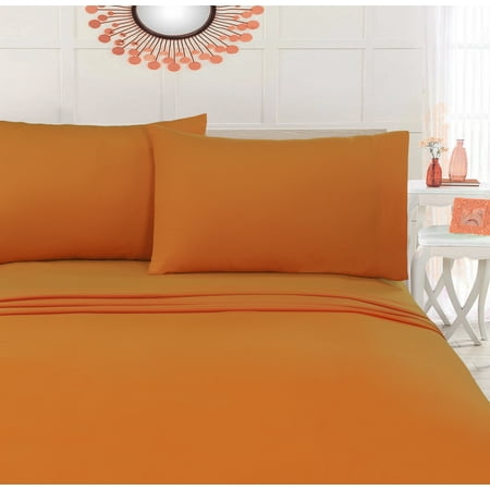 Your Zone Soft Microfiber Sheet Set, Orange Candy Corn, Twin/Twin XL