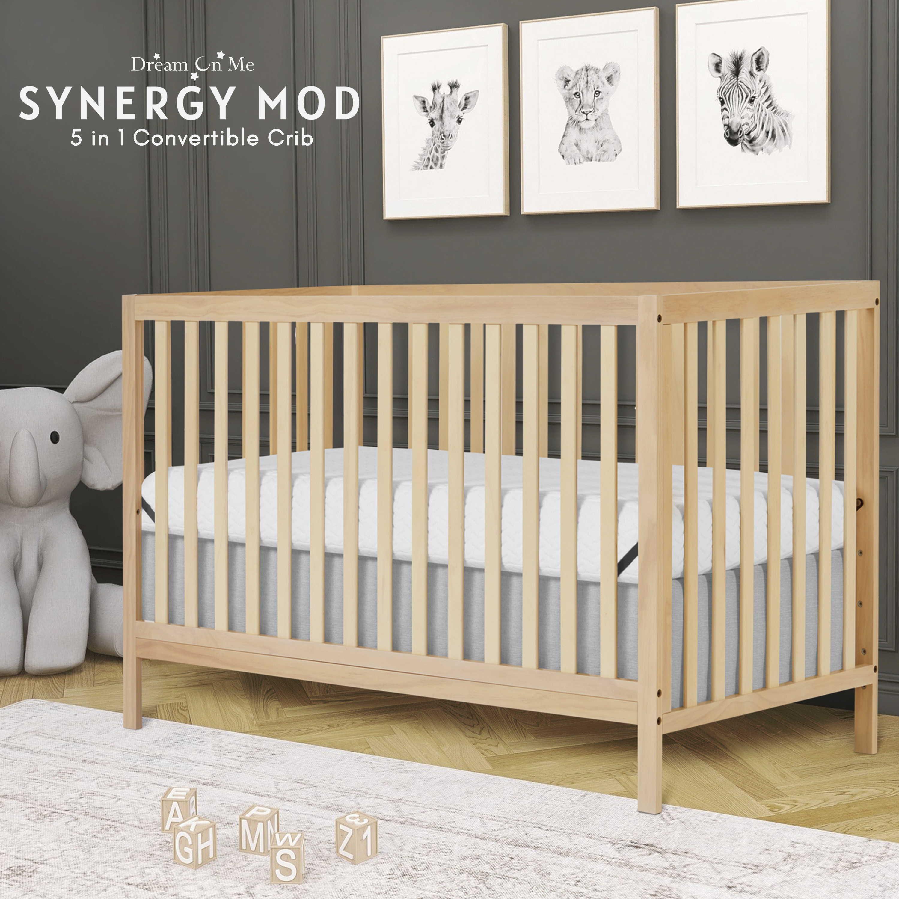 Dream On Me Synergy MOD Crib, Made with Sustainable New Zealand Pinewood, Natural - image 3 of 9
