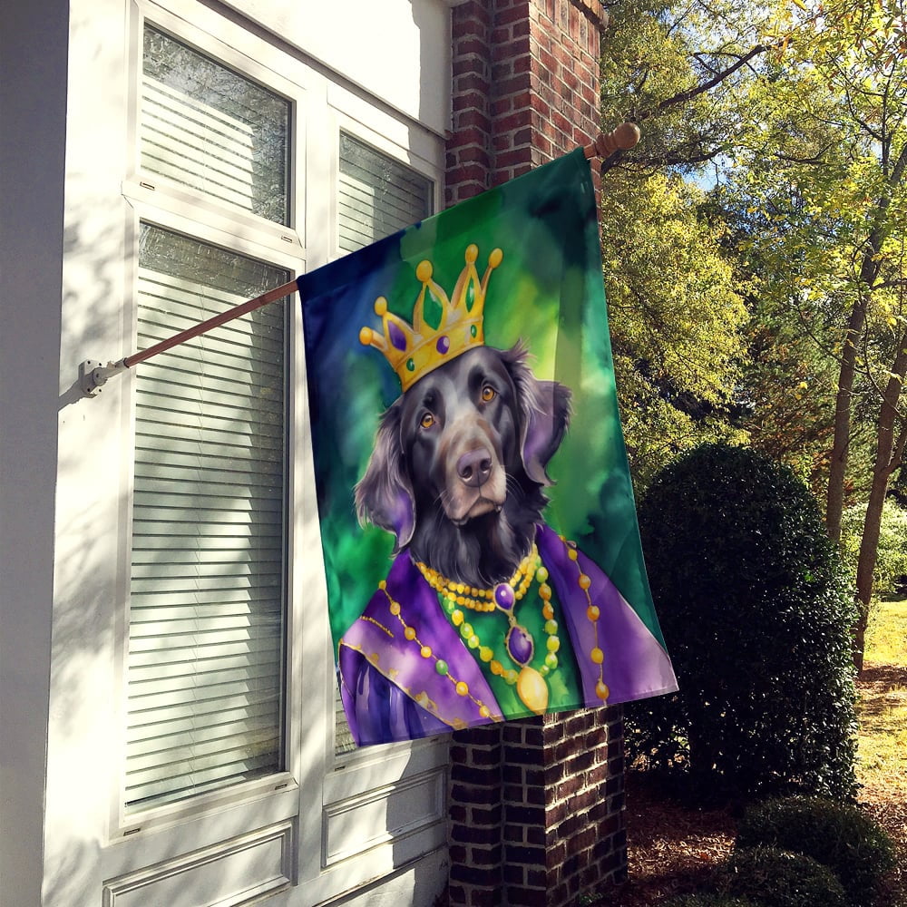 Flat-Coated Retriever King of Mardi Gras House Flag 28 in x 40 in
