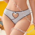 thumbnail image 2 of Ozmmyan Womens Low Rise Ribbed Cotton Bikini Panties Heart Cutout Bow Detail Breathable Cheeky Underwear, 2 of 5