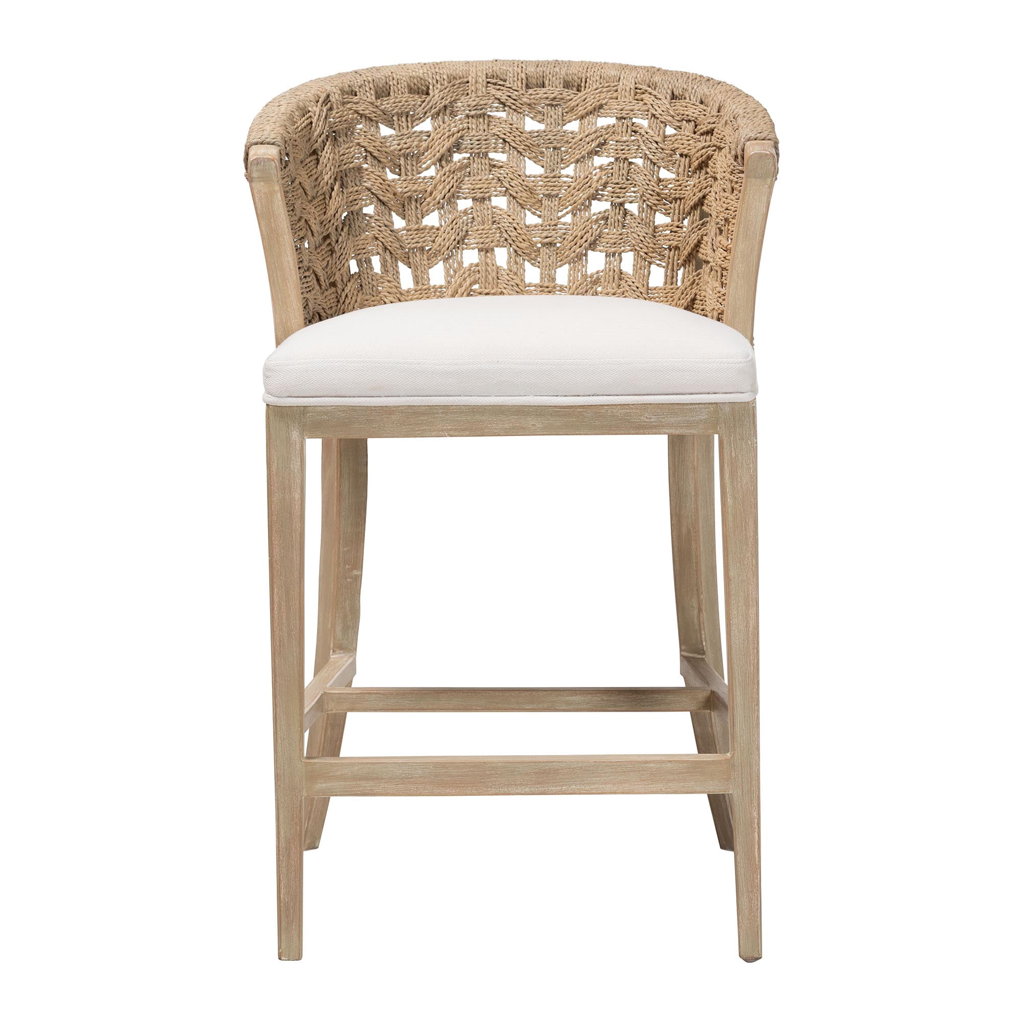 bali & pari Vellon Boho Counter Stool, 26" H Counter Height, White Wash