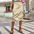 thumbnail image 2 of Sngxgn Women's Basic Versatile Stretchy Flared Casual Mini Skater Skirt(Khaki,XL), 2 of 6