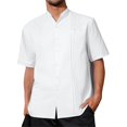 thumbnail image 2 of MIXUE Mens Casual Button Down Shirts Solid Color Stank Short Sleeve Casual Shirt Tops Activewear,White,XXL, 2 of 3