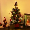 thumbnail image 3 of 20 Inch Tabletop Mini Christmas Tree Pre-lit Artificial Mini Christmas Tree with Warm LED Lights, Red Berries Balls Ornaments for Christmas Home Indoor Decorations, 3 of 7