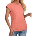 thumbnail image 3 of Remera de mujer Sampeel color coral con mangas cortas y frunces, talle M, 3 of 5