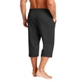 thumbnail image 5 of Mens Swim Trunks Men's Casual Drawstring Cropped Capri Pants Lightweight Summer Shorts with Elastic Waist Pockets 7 Inch Length Beach Lounge Pants for Daily Travel Black M, 5 of 8