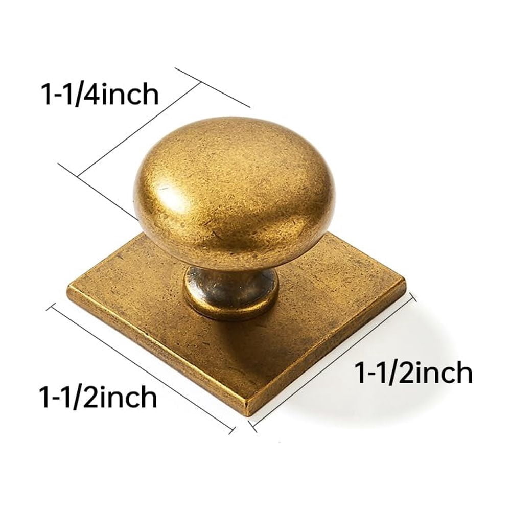 2 Pack 1-1/2 Inch Diameter Antique Brass Cabinet knobs with Backplate,Vintage Backplate for Cabinet knobs and Drawer knobs, Bi-Fold Door Knobs