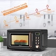thumbnail image 3 of 700W Retro Countertop Microwave Oven, 0.7 Cu Ft Compact Kitchen Microwave with 5 Power Levels, 8 Auto Cooking Menus, 360° Glass Turntable, LED Display, Child Lock for Apartment Dorm Studio, Golden, 3 of 11