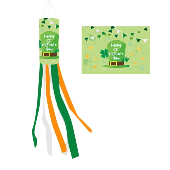 Binwennn And Flag Patch Thanksgiving Banner Indoor Banner Display St. Patric Day Windsock Flag Garden Hanging Flag Green Pattern Irish Festival Decoration Outdoor Patio Party Decoration Supplies