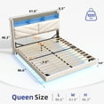 thumbnail image 3 of Cocosity Floating Upholstered Bed Frame Queen Size with Ergonomic & Adjustable Storage Headboard, Beige, 3 of 11