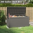 thumbnail image 6 of Bifanuo 260 Gallon Resin Deck Box with Built-in Steel Beams, Large Weatherproof and UV Resistant Indoor & Outdoor Storage Box for Patio Cushions, Pool Supplies, Patio Furniture, 6 of 7