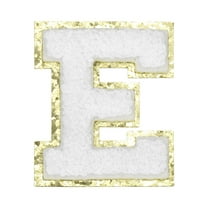 Uxcell Chenille Letter Patches Letter E Iron on Patches Decorative Repair Sew on Appliques Glitters Edge White 2.2"