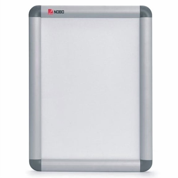 NoBo A1 Poster Frame Sign Holder With Snap Frame, Wall Mounted, Aluminium Trim, Anti-Glare Protective Cover, Premium Plus, Silver, 1902211