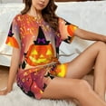 thumbnail image 4 of Easygdp Halloween Women's Pajama Set,Sleepwear with Buttoned Top and Elastic Waist Shorts, Ideal for Lounging, Yoga, Beach, and Casual Wear-Medium, 4 of 8