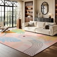 thumbnail image 2 of Modern Abstract Indoor Area Rug, Pastel Floral Geometric Rug for Living Room Bedroom Patio,4'x6',Pink, 2 of 7