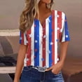 thumbnail image 2 of KDDYLITQ 250th Anniversary Usa Shirt Womens 250th Anniversary Printed Short Sleeve T-Shirts Flag Button V Neck Lightweight Tops Lounge Workout Clothes Blue 2XL, 2 of 5